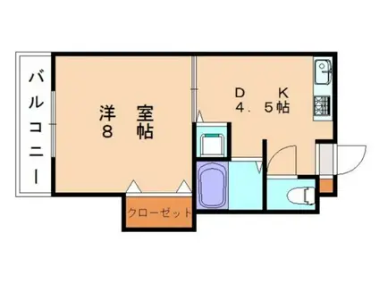 サンオークII(1DK/2階)の間取り写真