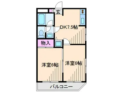 シオンSHIZU(2DK/3階)の間取り写真