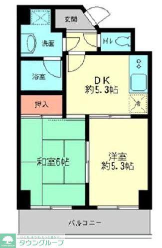 エコーピア(2DK/8階)の間取り写真