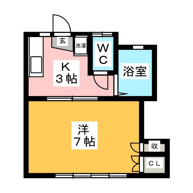 サンハイム(1K/1階)の間取り写真