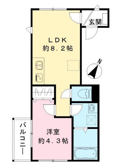 六本木ルガロ(1LDK/2階)の間取り写真