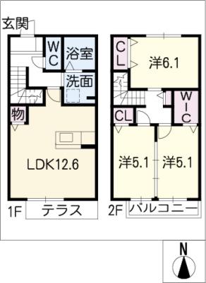 メゾリエ桜(3LDK/1階)の間取り写真