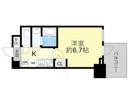 セレニテ日本橋ミラク(1K/7階)の間取り写真