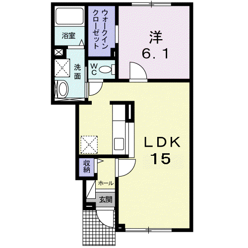 リリーベルI(1LDK/1階)の間取り写真