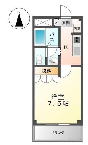 アクアビュー(1K/1階)の間取り写真