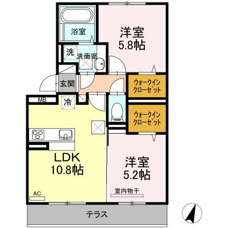 セキュレア須屋K(2LDK/1階)の間取り写真