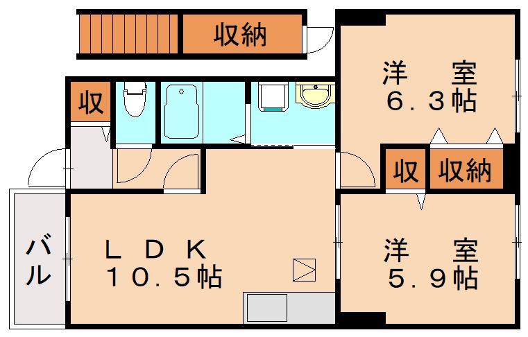 グリーンハウス(2LDK/1階)の間取り写真