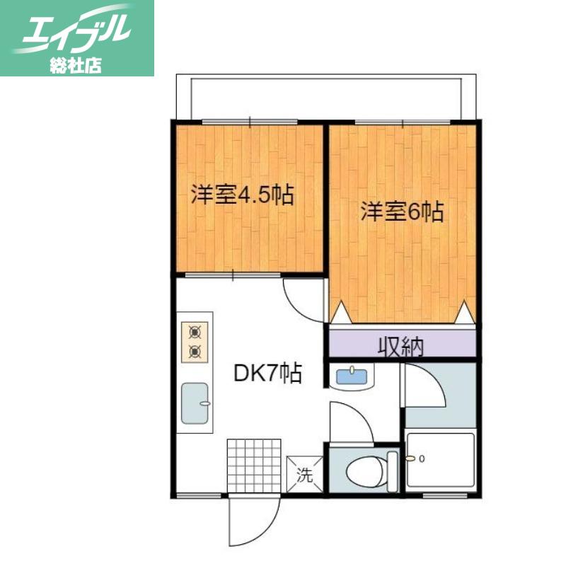 ROSECOURTききょう町(2K/2階)の間取り写真