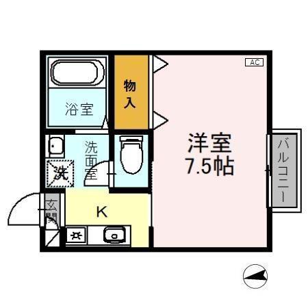 リンデンハイム(1K/2階)の間取り写真