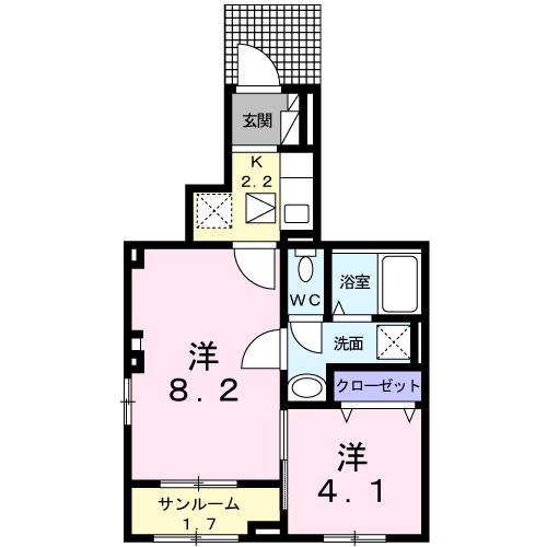 サンローラ・Y(2K/1階)の間取り写真
