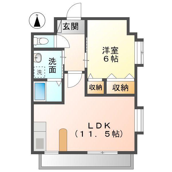 K・S PARK(1LDK/2階)の間取り写真