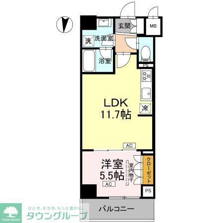 ロイジェント潮見(1LDK/1階)の間取り写真