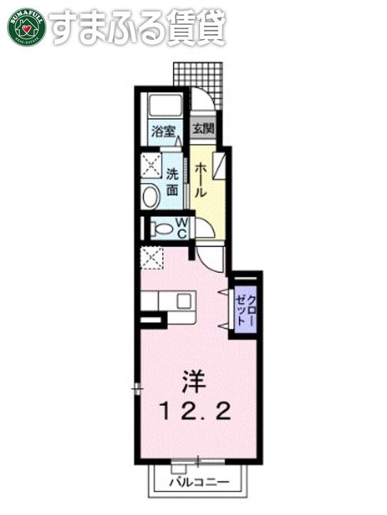 シルキーフラッツ(ワンルーム/1階)の間取り写真