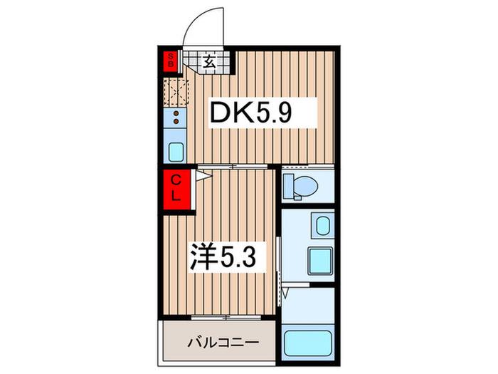 ベル フローレ(1DK/1階)の間取り写真
