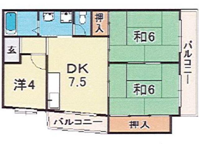 石岡マンション(3DK/2階)の間取り写真