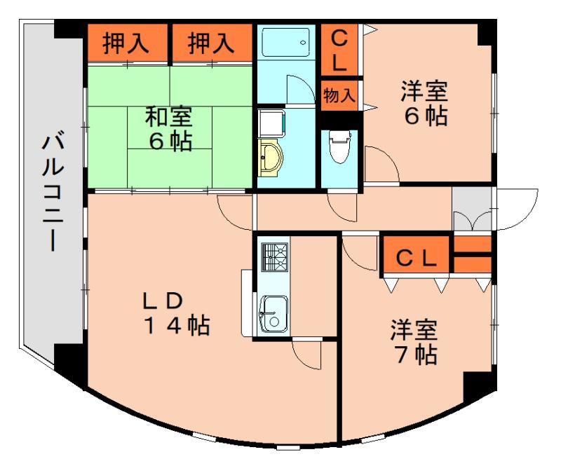 弘ビル(3LDK/3階)の間取り写真