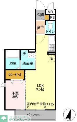 グランツ(1LDK/2階)の間取り写真