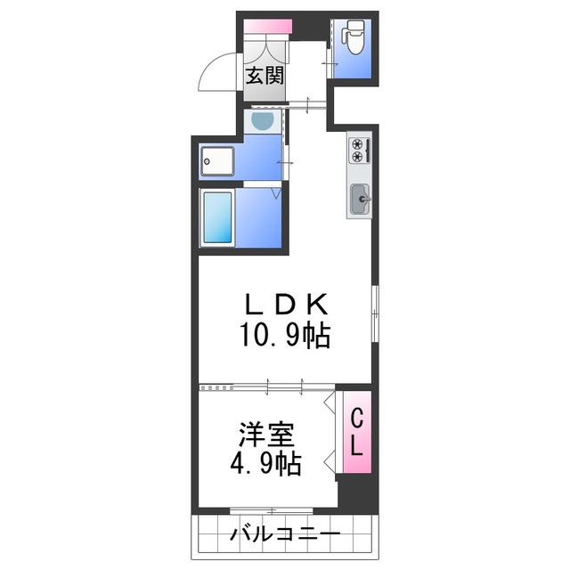 WISTERIA広道(1LDK/8階)の間取り写真
