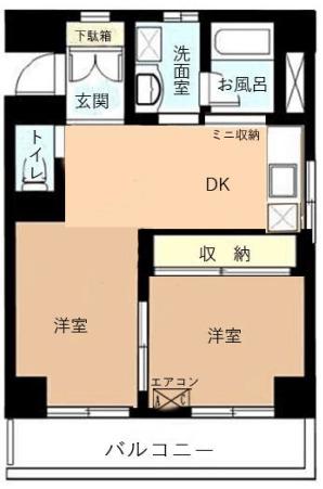 アルファーコート(1LDK/3階)の間取り写真