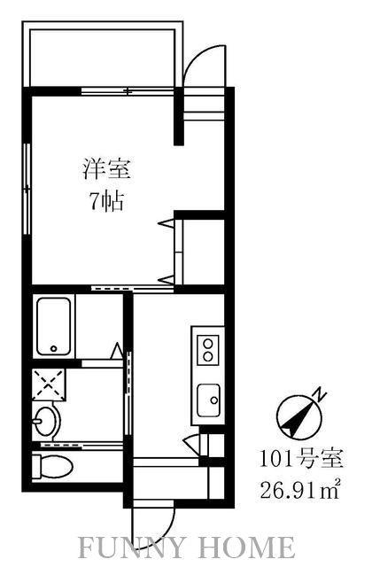 ディエティ世田谷経堂(1K/1階)の間取り写真