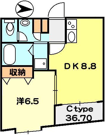 T-NET フローラ和光(1DK/2階)の間取り写真
