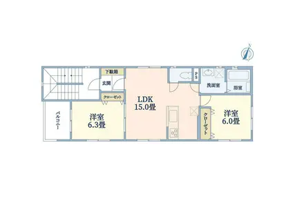 LINSマンション(2LDK/2階)の間取り写真