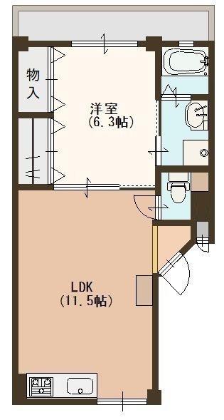 北口マンション 野洲市北野1丁目(1LDK/3階)の間取り写真