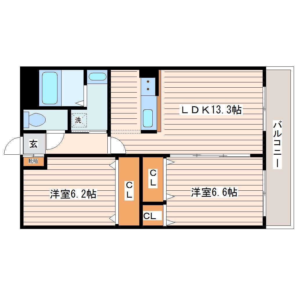 ドリーム15(2LDK/1階)の間取り写真