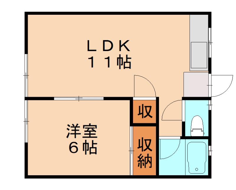 パラシオン折尾 I(1LDK/2階)の間取り写真