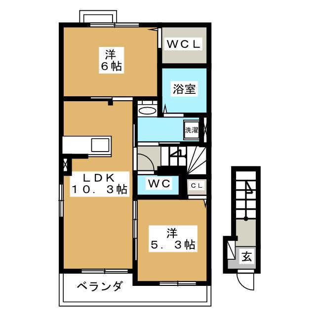 エアリーII(2LDK/2階)の間取り写真