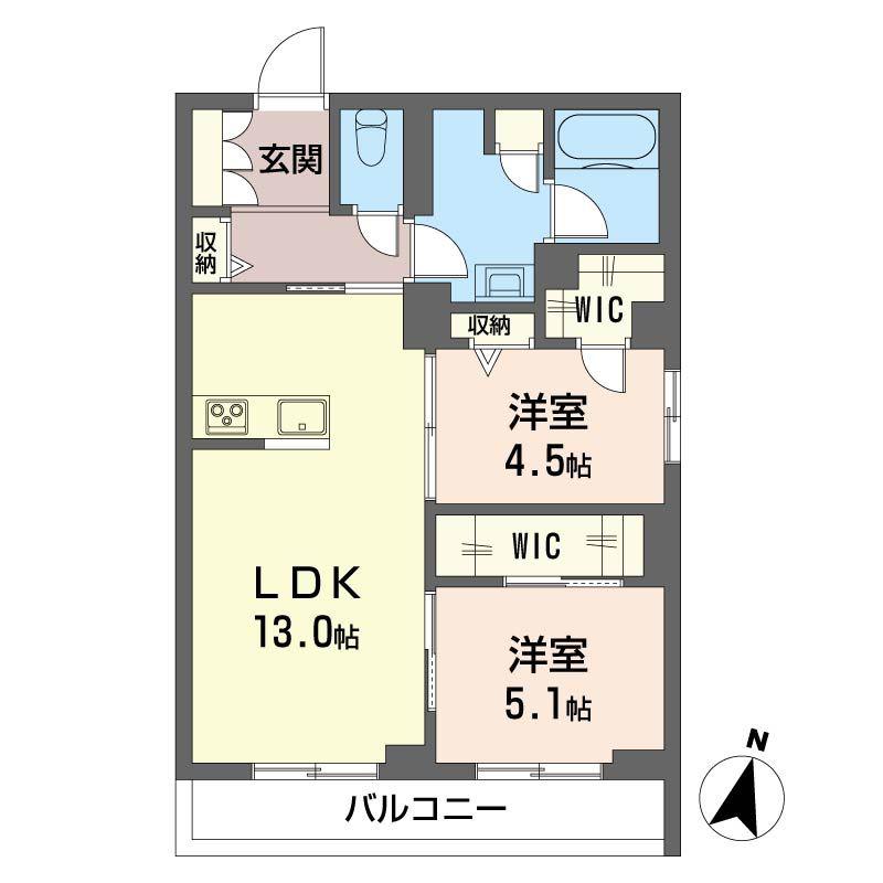 メゾン ド フー(2LDK/2階)の間取り写真