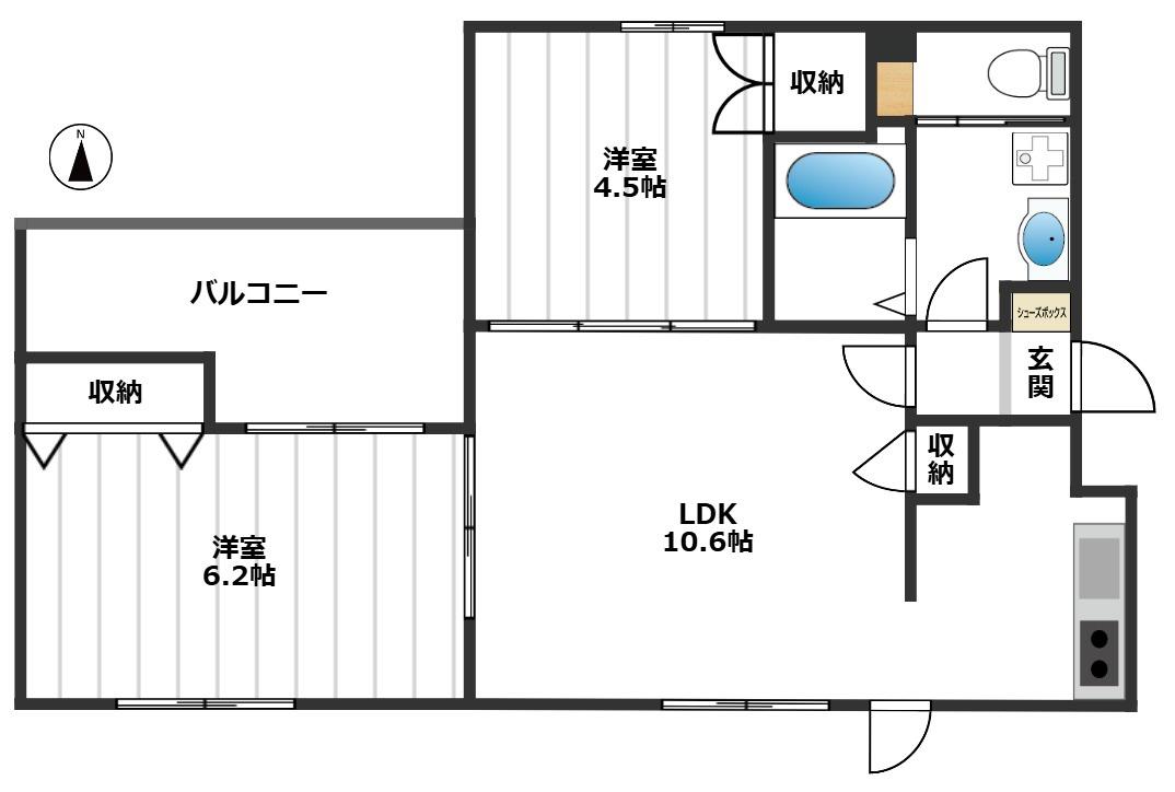 ヘーベルブランシュ(2LDK/3階)の間取り写真