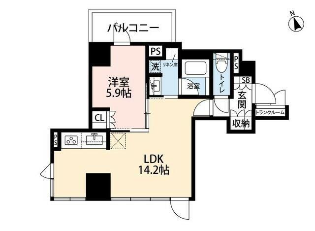 希神楽坂テラス(1LDK/5階)の間取り写真