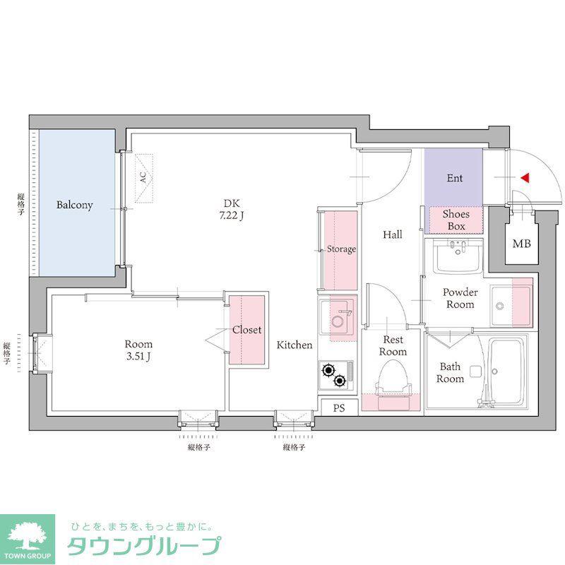 リアンレガーロ桜並木駅(1DK/1階)の間取り写真