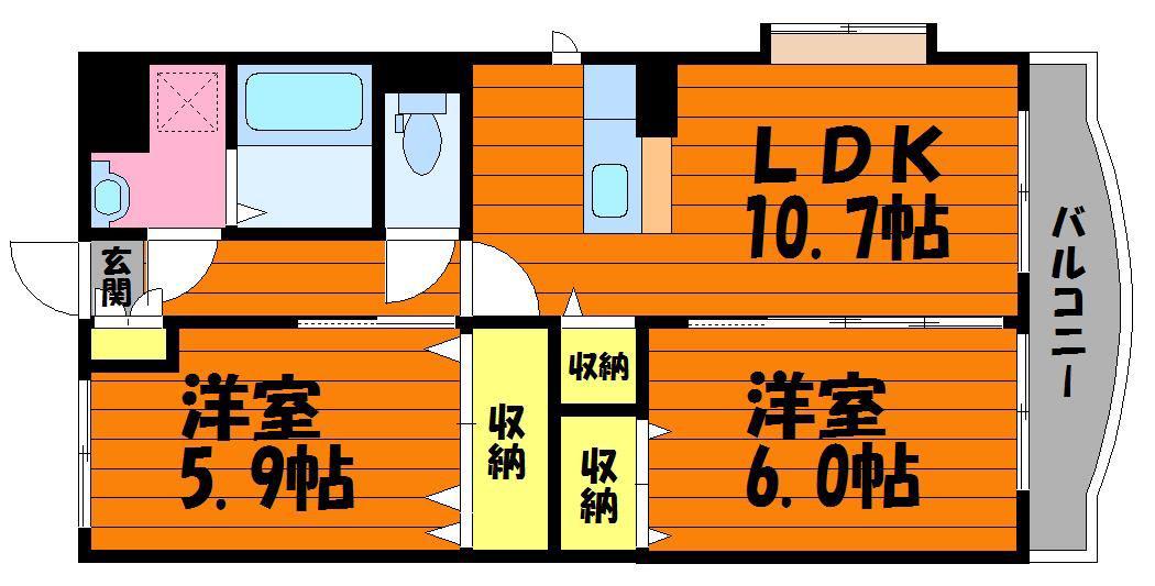 ラグゼールII(2LDK/1階)の間取り写真