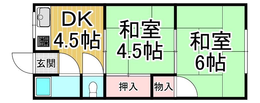 植田文化(2DK/1階)の間取り写真