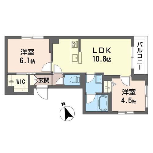 西武多摩川線 多磨駅 徒歩2分 4階建 築3年(2LDK/3階)の間取り写真
