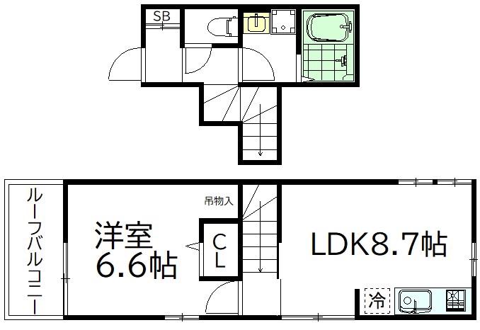 マートリエ(1LDK/2階)の間取り写真