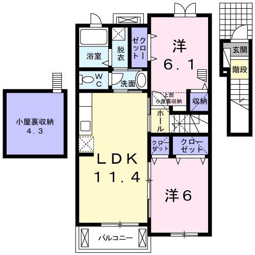 GRACE U.K(2LDK/2階)の間取り写真