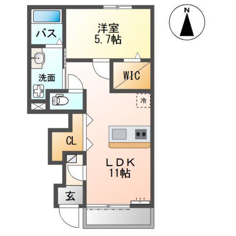 堺市美原区南余部(1LDK/1階)の間取り写真