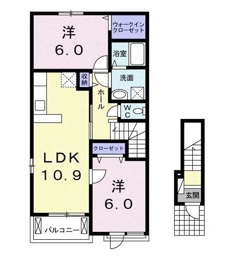 ピーメイルA(2LDK/2階)の間取り写真