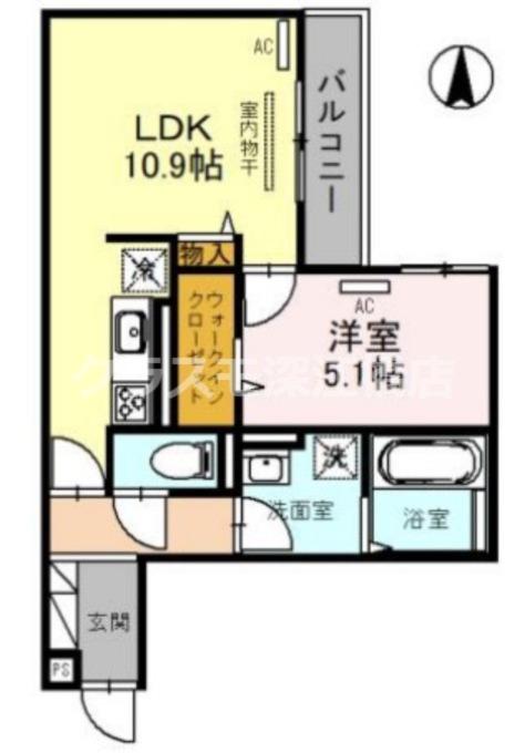 スペチアーレ放出東(1LDK/2階)の間取り写真
