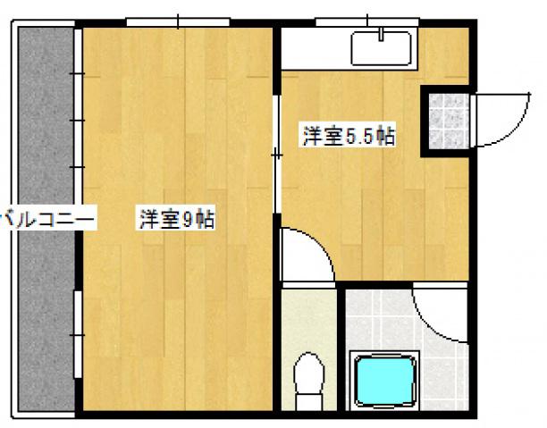 やまもとビル(1DK/3階)の間取り写真