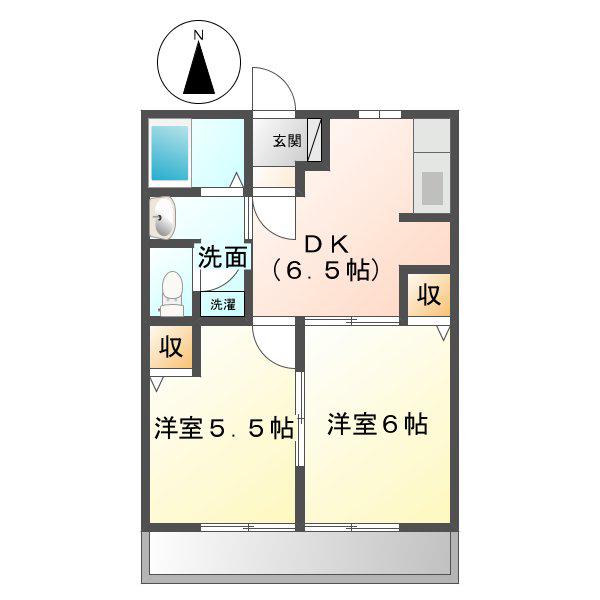 アンシャンテ(2DK/2階)の間取り写真