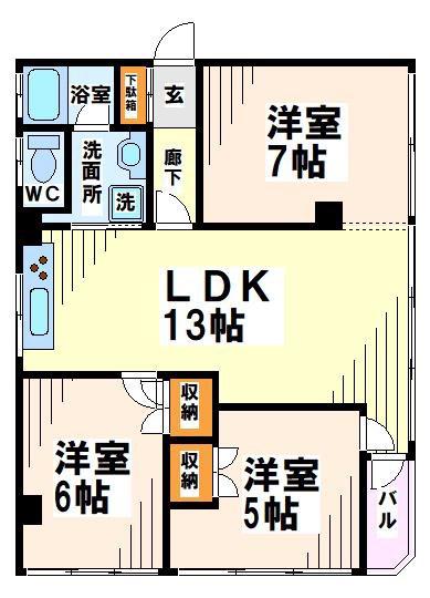 フレア443(3LDK/5階)の間取り写真