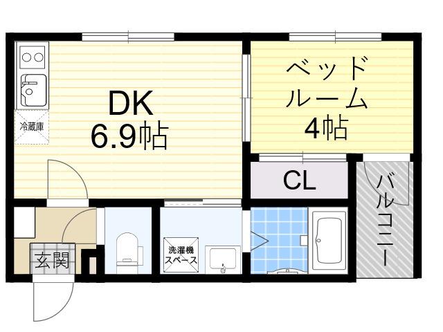 グリュック清水(1DK/2階)の間取り写真
