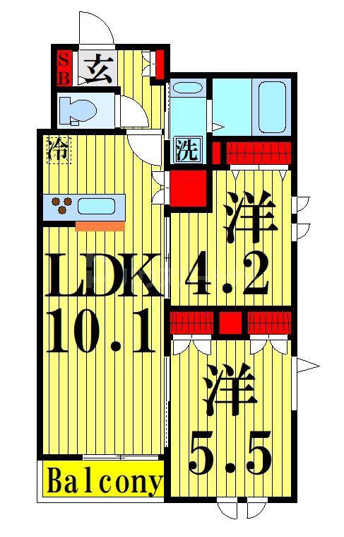 レ セレニタII(2LDK/2階)の間取り写真