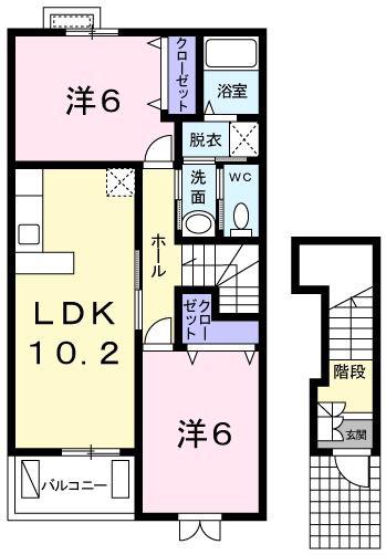 サーマルI(2LDK/2階)の間取り写真