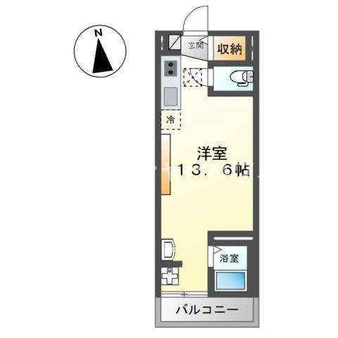 エミネンス・ハラ A(ワンルーム/2階)の間取り写真