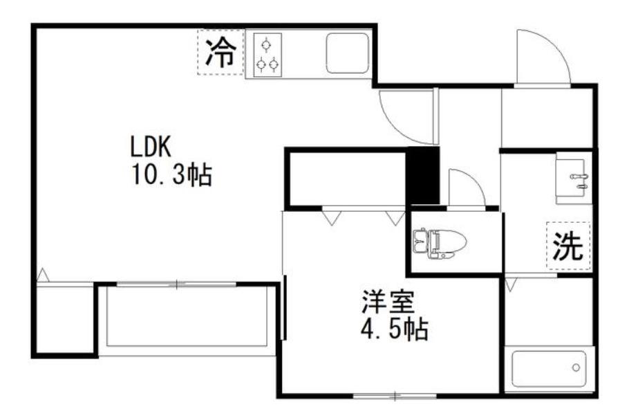 MERCURY船橋(1LDK/1階)の間取り写真